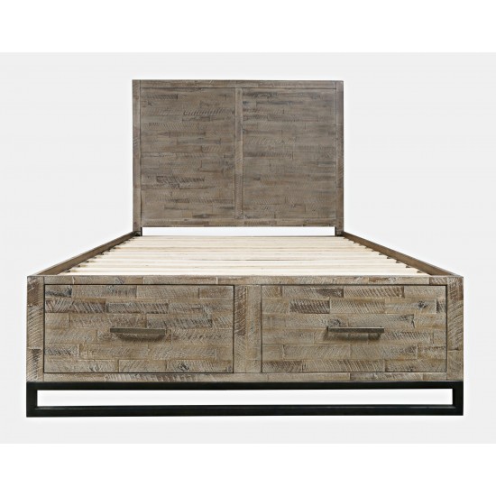 East Hampton Modern Coastal Distressed King Storage Bed with Drawers