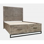 East Hampton Modern Coastal Distressed King Storage Bed with Drawers