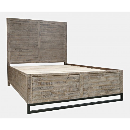 East Hampton Modern Coastal Distressed Queen Panel Bed