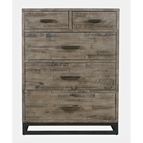 East Hampton 38" Acacia Chest of Drawers with Weathered Finish, Metal Hardware