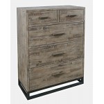 East Hampton 38" Acacia Chest of Drawers with Weathered Finish, Metal Hardware