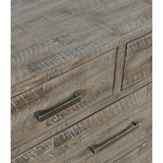 East Hampton 38" Acacia Chest of Drawers with Weathered Finish, Metal Hardware