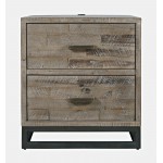 East Hampton Modern Coastal 25" Distressed Acacia Nightstand with USB Charging