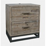 East Hampton Modern Coastal 25" Distressed Acacia Nightstand with USB Charging