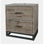 East Hampton Modern Coastal 25" Distressed Acacia Nightstand with USB Charging