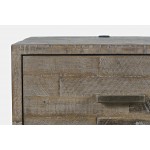 East Hampton Modern Coastal 25" Distressed Acacia Nightstand with USB Charging