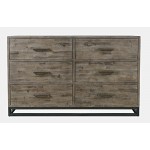 East Hampton 68" Distressed Acacia Dresser with Weathered Finish and Six Drawers