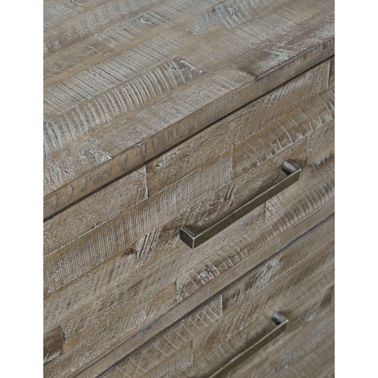 East Hampton 68" Distressed Acacia Dresser with Weathered Finish and Six Drawers