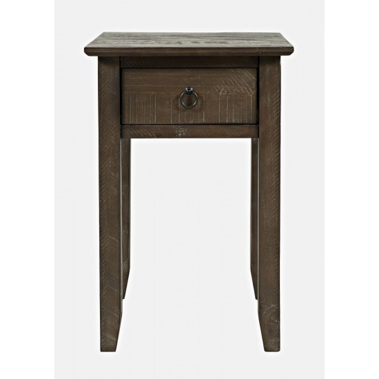 Devon Farmhouse Distressed Pine End Table - Barnwood Brown