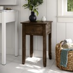 Devon Farmhouse Distressed Pine End Table - Barnwood Brown