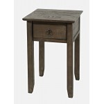 Devon Farmhouse Distressed Pine End Table - Barnwood Brown