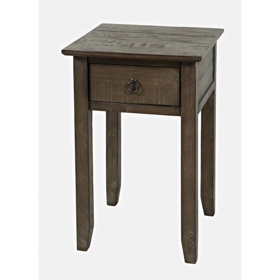 Devon Farmhouse Distressed Pine End Table - Barnwood Brown