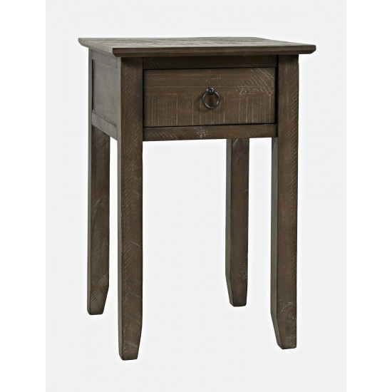 Devon Farmhouse Distressed Pine End Table - Barnwood Brown