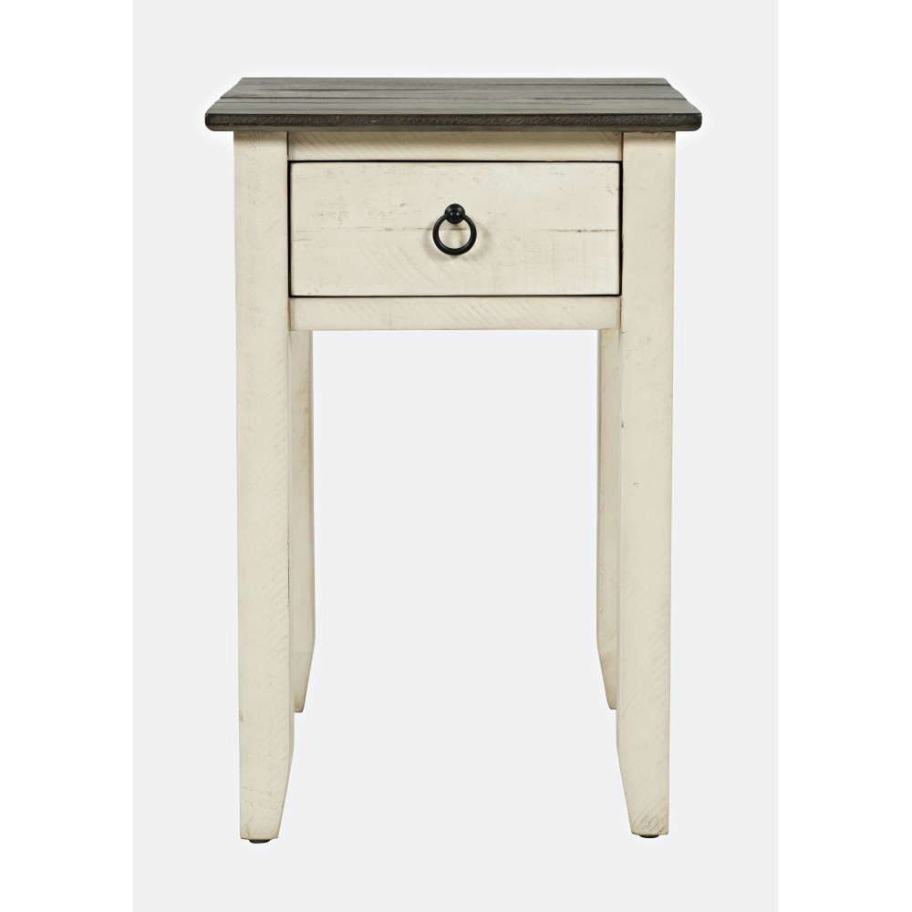 Devon Farmhouse Distressed Pine End Table - Antique White