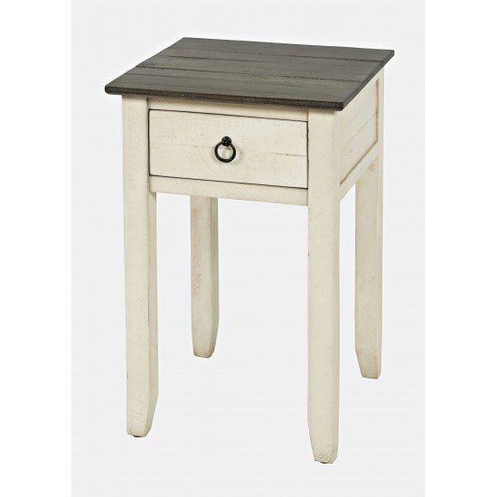 Devon Farmhouse Distressed Pine End Table - Antique White