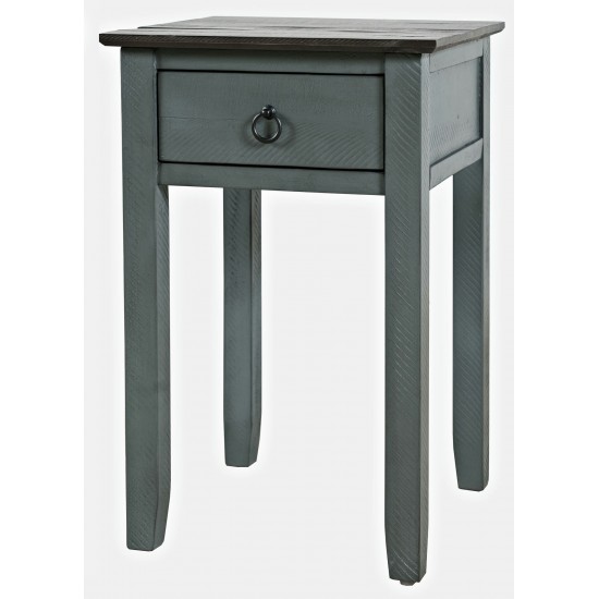 Devon Farmhouse Distressed Pine End Table - Antique Blue