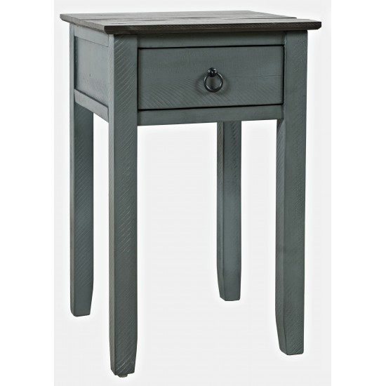 Devon Farmhouse Distressed Pine End Table - Antique Blue