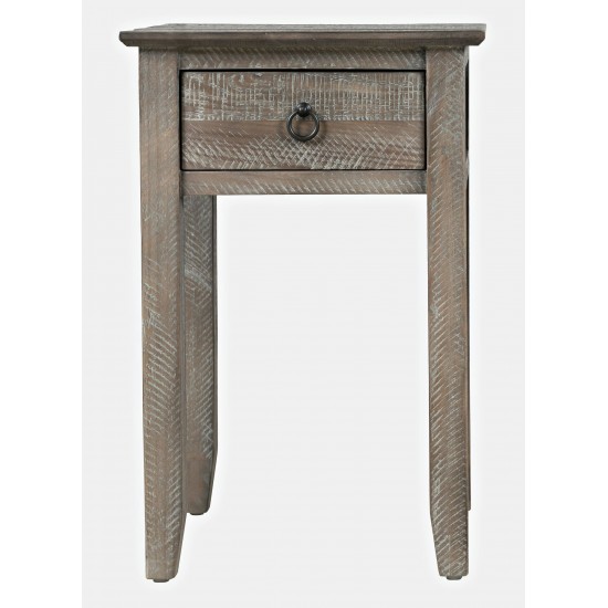 Devon Farmhouse Distressed Pine End Table - Grey Wash