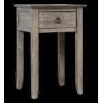 Devon Farmhouse Distressed Pine End Table - Grey Wash