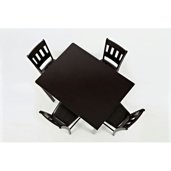 Dark Rustic Prairie Counter Height Table and Four Faux Leather Stools