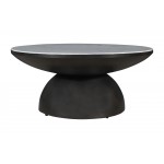 Circularity Modern Luxury Marble and Iron 35" Round Pedestal Coffee Table