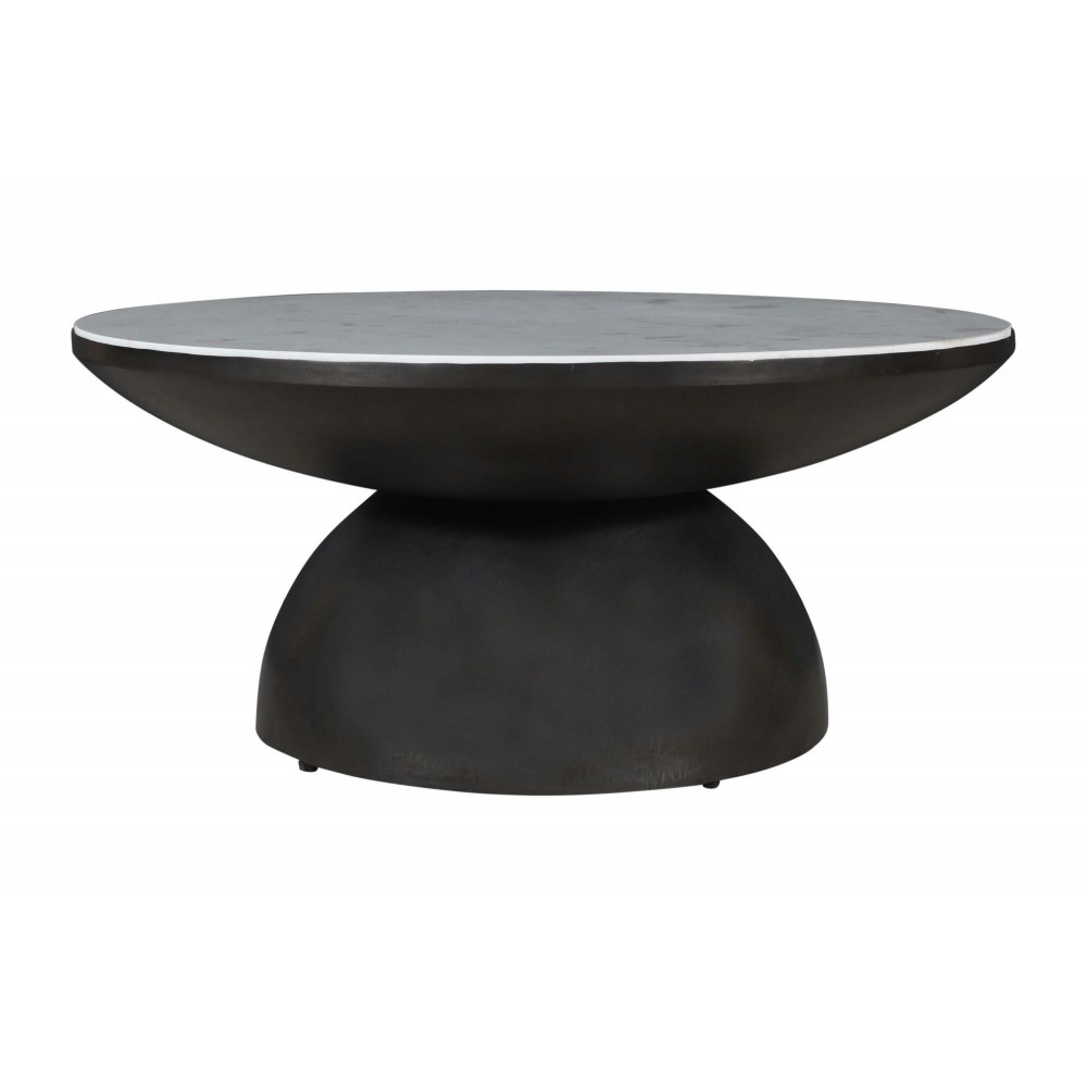 Circularity Modern Luxury Marble and Iron 35" Round Pedestal Coffee Table