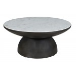 Circularity Modern Luxury Marble and Iron 35" Round Pedestal Coffee Table