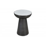 Circularity Modern Luxury Marble and Iron 15" Round Pedestal Chairside End Table