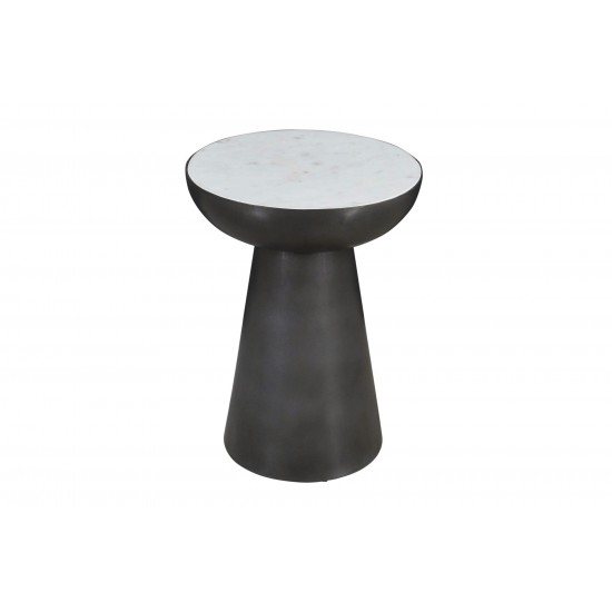 Circularity Modern Luxury Marble and Iron 15" Round Pedestal Chairside End Table
