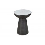 Circularity Modern Luxury Marble and Iron 15" Round Pedestal Chairside End Table