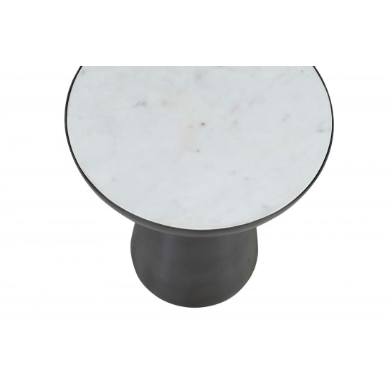 Circularity Modern Luxury Marble and Iron 15" Round Pedestal Chairside End Table