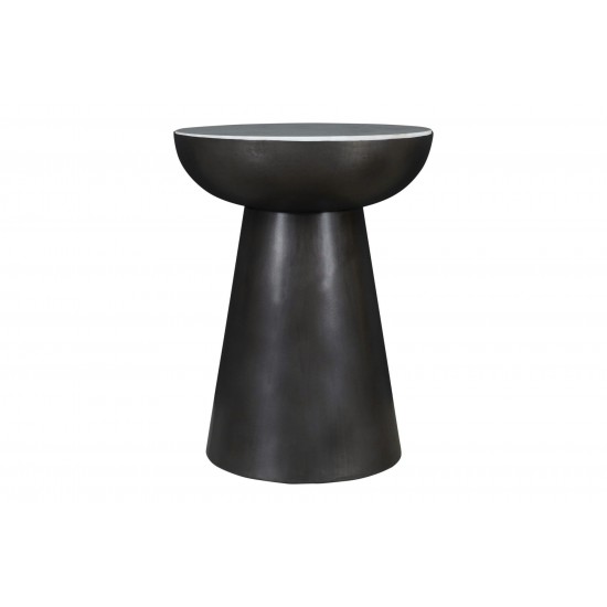 Circularity Modern Luxury Marble and Iron 18" Round Pedestal End Table