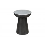 Circularity Modern Luxury Marble and Iron 18" Round Pedestal End Table