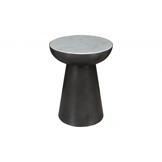Circularity Modern Luxury Marble and Iron 18" Round Pedestal End Table