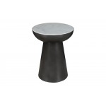 Circularity Modern Luxury Marble and Iron 18" Round Pedestal End Table