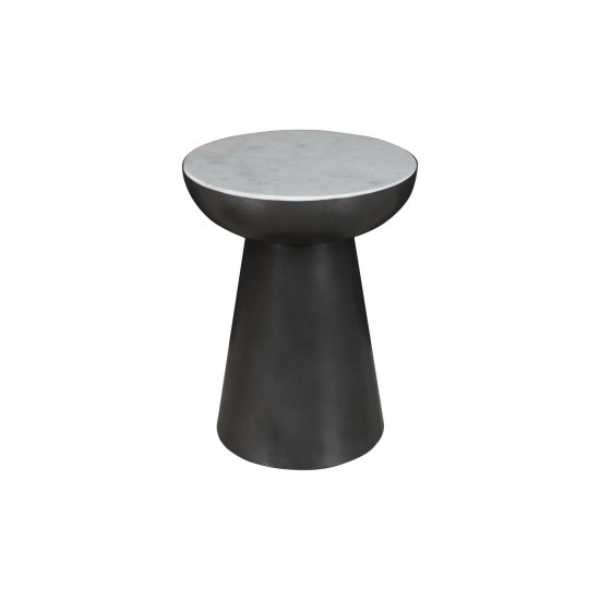 Circularity Modern Luxury Marble and Iron 18" Round Pedestal End Table