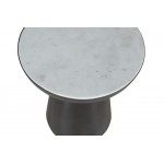 Circularity Modern Luxury Marble and Iron 18" Round Pedestal End Table
