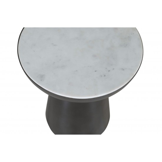 Circularity Modern Luxury Marble and Iron 18" Round Pedestal End Table