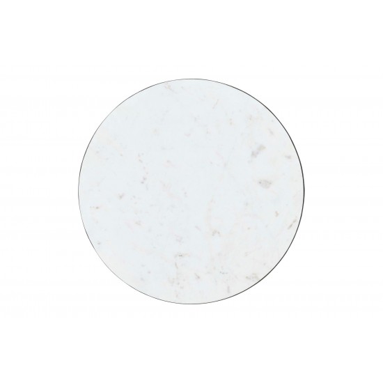 Circularity Modern Luxury Marble and Iron 18" Round Pedestal End Table