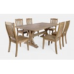 Carlyle Crossing Solid Pine 78" Seven-Piece Dining Set with Slat Chairs