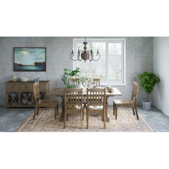 Carlyle Crossing Solid Pine 78" Seven-Piece Dining Set with Slat Chairs