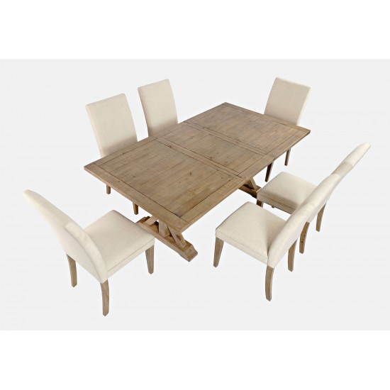 Carlyle Crossing Solid Pine 78" Seven-Piece Dining Set with Upholstered Chairs