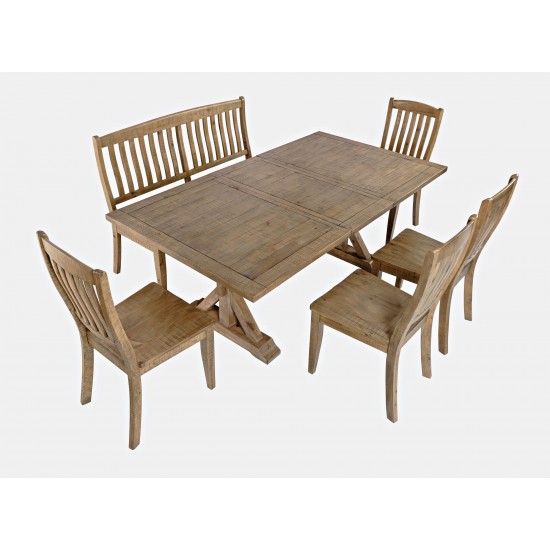 Carlyle Crossing Solid Pine 78" Six-Piece Dining Set with Bench and Slat Chairs