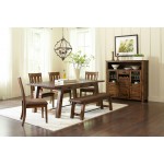 Cannon Valley Rustic Industrial Brown 82" Table + 4 Slat Dining Chairs + Bench