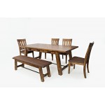 Cannon Valley Rustic Industrial Brown 82" Table + 4 Slat Dining Chairs + Bench