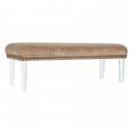 Brianna Modern Luxury Faux Fur Upholstered Bench with Clear Legs - Mink