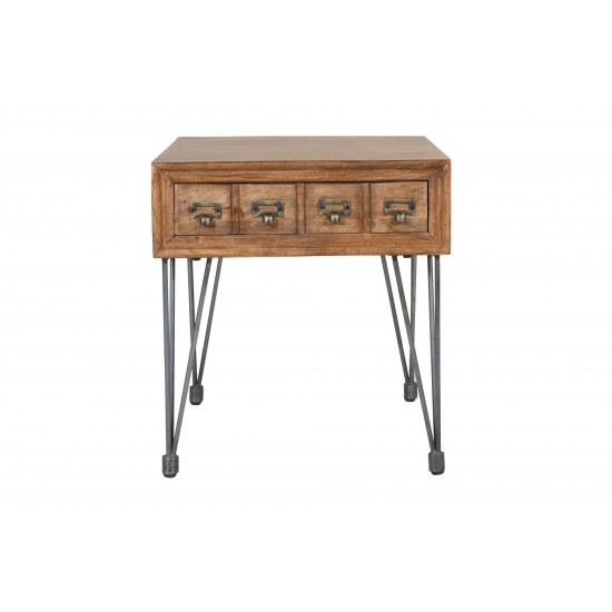 American Vintage End Table with Apothecary Drawers