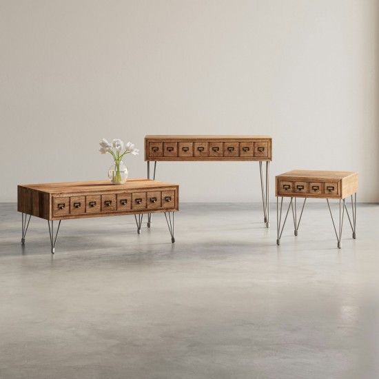 American Vintage End Table with Apothecary Drawers