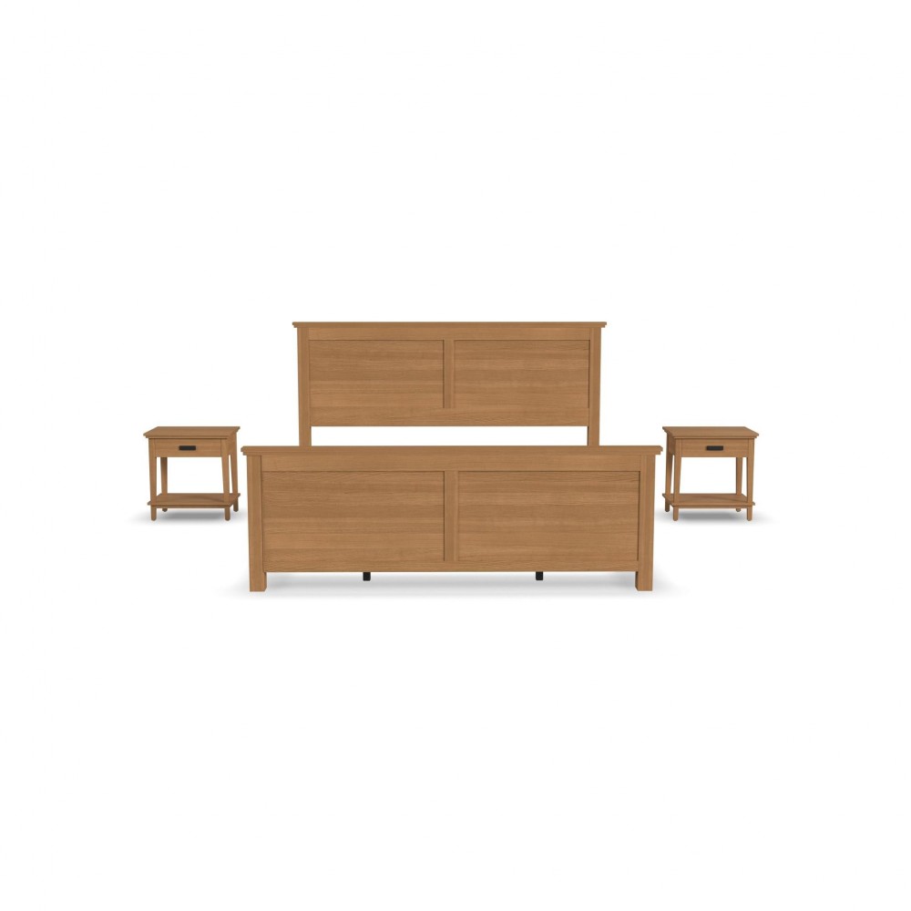 Oak Park King Bed and Two Nightstands by homestyles -Brown