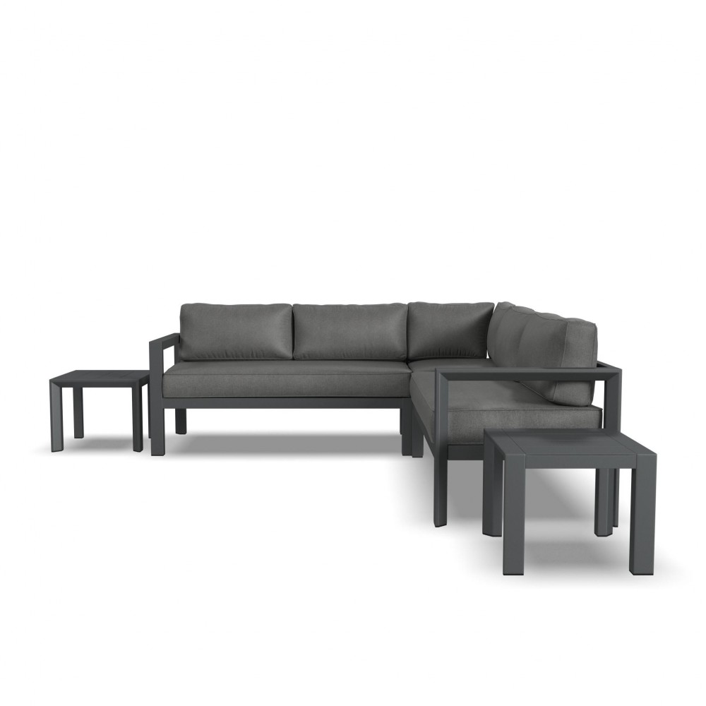 Grayton 5 Seat Sectional with 2 End Tables in Gray by homestyles